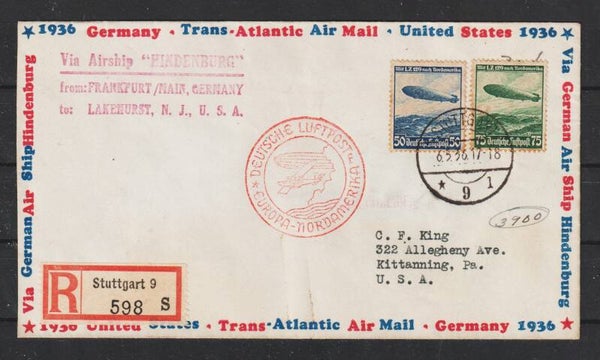 R-Brief LUFTSCHIFF LZ 129 von Stuttgart nach Kittanning / USA  (s24195)
