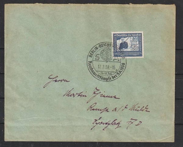 MiNr. 669 EF auf Brief SST "BERLIN-RICHSSPORTFELD, ...SA  17.7.38"   (s24196)