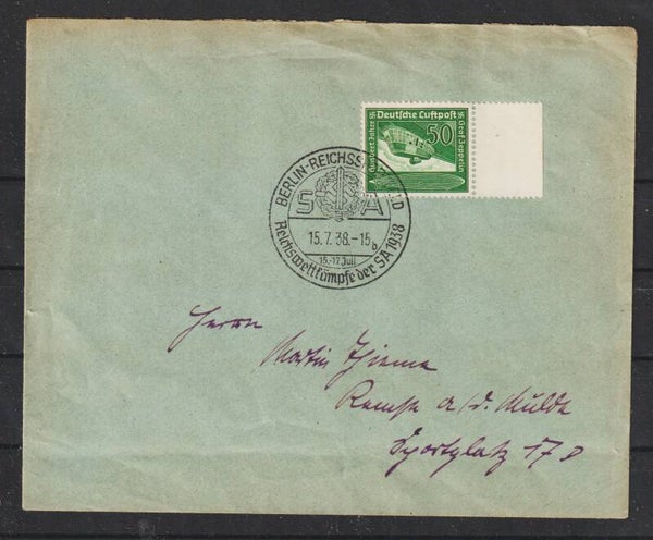 MiNr. 670 EF auf Brief SST "BERLIN-RICHSSPORTFELD, ...SA  17.7.38"   (s24196)