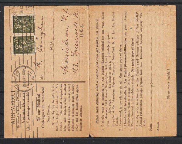 MiNr. 243 auf Postkarte / Drucksache m. Antwortteil BERLIN 29.6.23 (s24197)