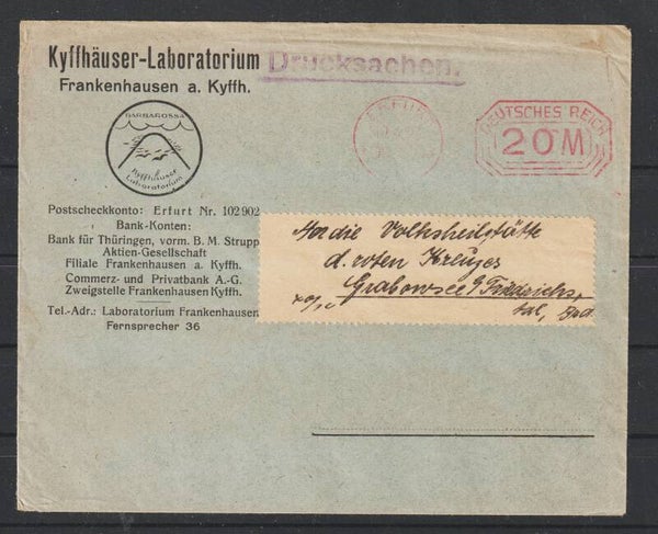 20 Mark Freistempel Drucksache “Kyffhäuser-Laboratorium" ERFURT 19.4.23  (s24197)