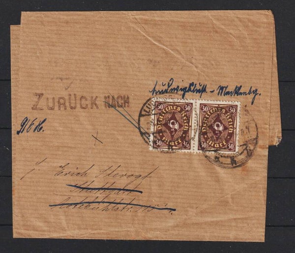 MiNr. 208 (2x) auf Streifband LUDWIGSLUST 6.6.23  (s24199)
