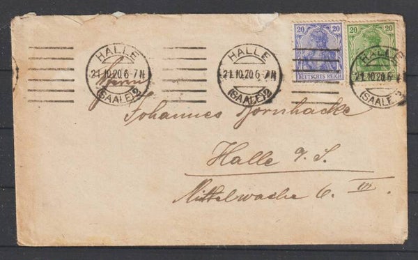 MiNr. 143, 87 auf Brief HALLE  21.10.20  (s26001)
