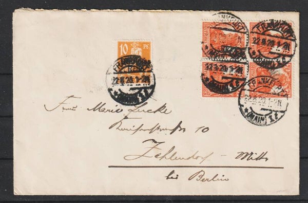 MiNr. 120, 141 auf Brief  FRANKFURT 22.8.20   (s26002)