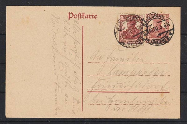 Ganzsache P 116 mit ZuF,  KARLSRUHE 8.10.20  (s26002)