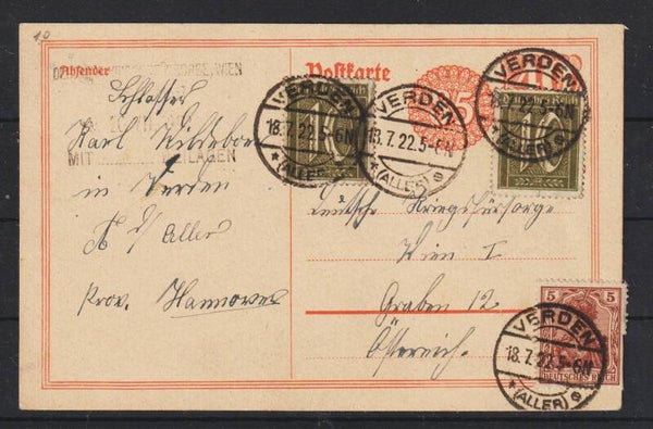 Ganzsache P 153 mit Zuf, VERDEN 18.7.22  (s26002)