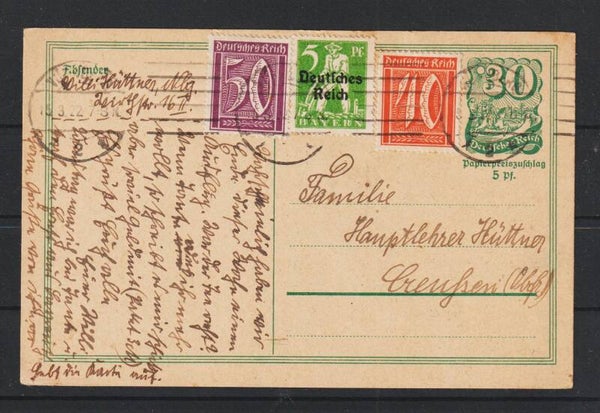 Ganzsache P 140 mit ZuF, NÜRNBERG 15.3.22  (s26003)