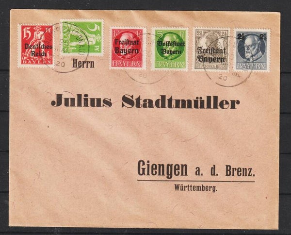 portogerechte MiF DR/Bayern auf Brief  LAULINGEN (DONAU) 20.Mai.20   (s26005)