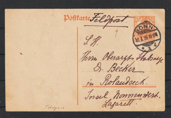 Ganzsache P 110  als Feldpost BONN 18.8.16  (s26006)