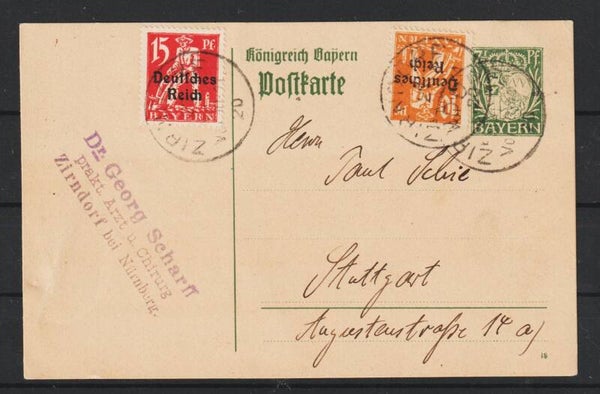 Ganzsache Bayern P 98 ZuF DR MiNr. 120, 121 ZIRNDORF 20.MAI.20   (s26008)