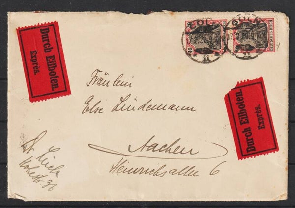 MiNr. 90 (2x) auf Eilbotenbrief CÖLN  17.2.20 (s26009)