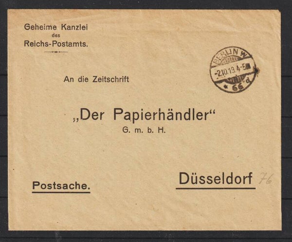 portofreie Postsache BERLIN 2.10.19 (s26009)