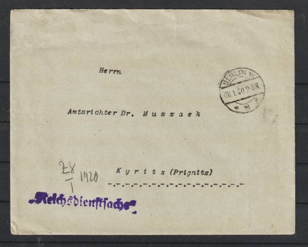 portofreie Reichsdienstsache BERLIN 28.1.20 (s26009)