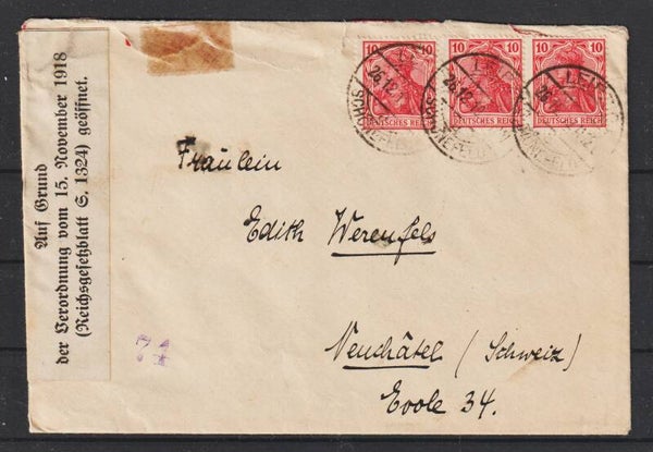 MiNr. 86 (3x) auf Brief LEIPZIG 26.12.19, zensiert  (s26010)