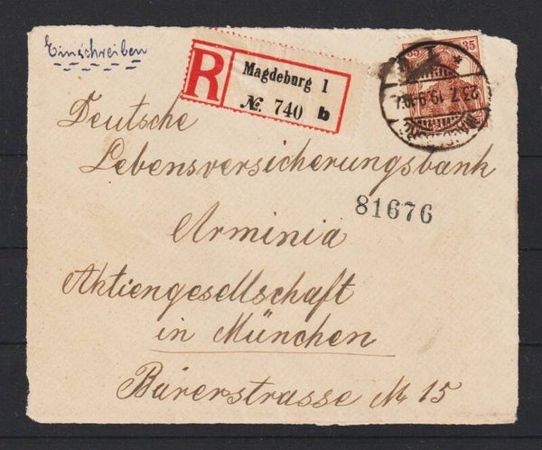 MiNr. 103 EF auf R-Brief Vorderseite MAGDEBURG 23.7.19 (s26012)