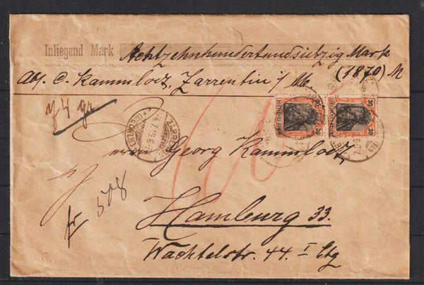 MiNr. 89 II (2x)  auf Wert-Brief  ZARRENTIN 4.7.19   (s26014)