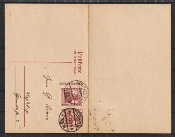Ganzsache P 117  BERLIN 15.1.21  (s26014)