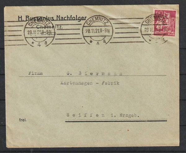 MiNr. 165 auf Brief CHEMNITZ 28.11.21   (s26018)
