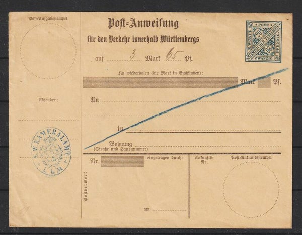 Postanweisung Württemberg ADU 11  (s26019)