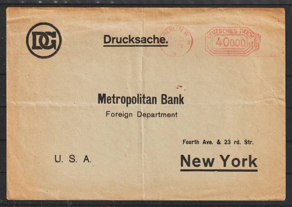 Drucksache mit Freistempel BERLIN 19.9.23 40000 Mark (s26019)