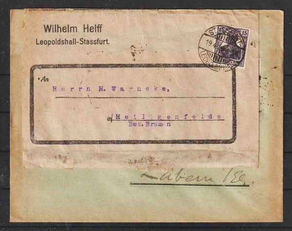 doppelt verwendeter Brief MiNr. 101 a + b je als EF  1.3.18 und 19.4.19  (s26021)