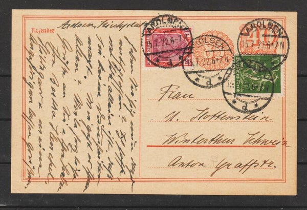 Ganzsache P 153 mit ZuF AROLSEN 15.7.22 in die Schweiz ! (s26021)