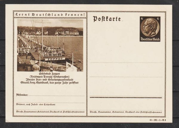 Ganzsache P 236 Ostseebad Zoppot  (s26021)