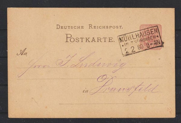 Ganzsache P 10,  Ra3 MÜHLHAUSEN IN THÜRINGEN 2.2.80   (s26023)