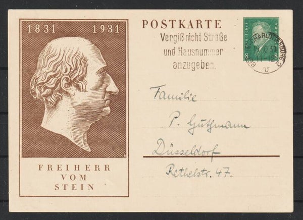 Ganzsache P 193  BERLIN-CHARLOTTENBURG 19.10.31  (s26023)