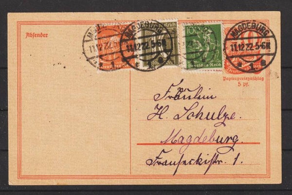Ganzsache P 141 ZuF, MAGDEBURG 11.12.22  (s26024)
