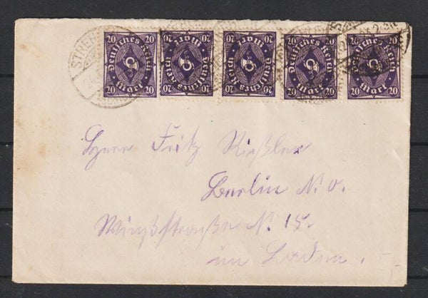 MiNr. 230 (5x) auf portogerechten Brief,  STREHLEN  24.4.23  (s26027)