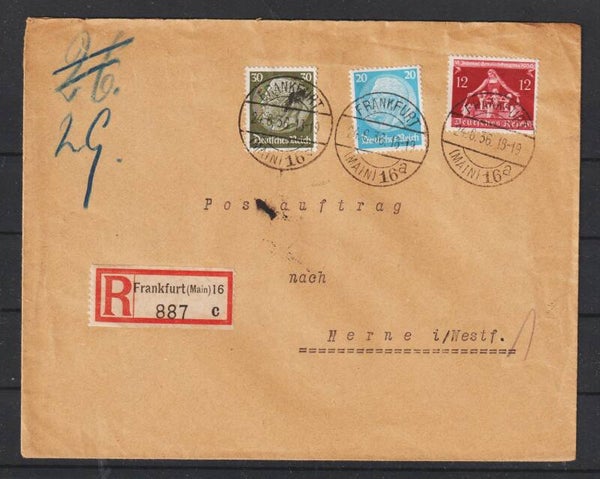 R-Brief, Postauftrag  Frankfurt (MAIN) 24.6.36  (s26028)