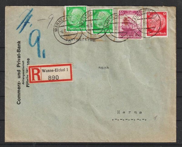 R-Brief, Postauftrag  WANNE-EIKEL 6.8.35  (s26028)