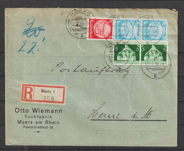 R-Brief, Postauftrag MOERS 18.7.36  (s26029)