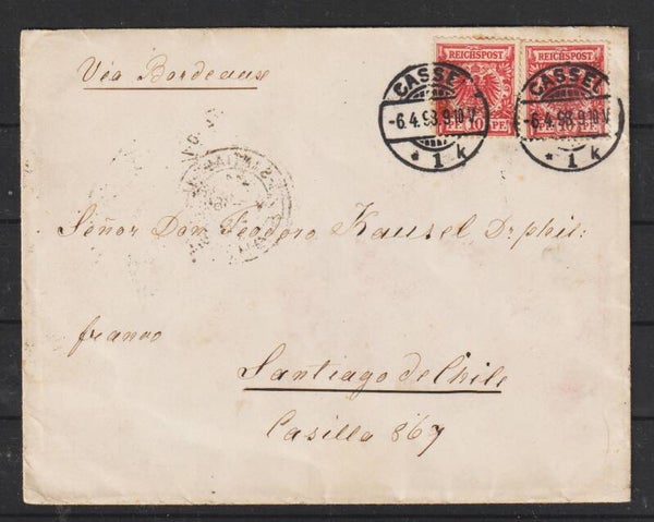 MiNr. 47 (2x) CASSEL 6.4.98 nach Chile (s26031)