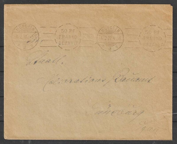 Freibrief "50 Pf.,FRANCO BEZAHLT" München 6.2.22  (s26032)