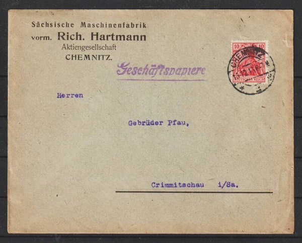 "Sächsische Maschinenfabrik"  CHEMNITZ 15.12.13  (s26039)
