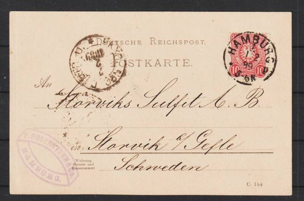 MiNr. 41 auf Postkarte HAMBURG  1.2.89  (s26041)