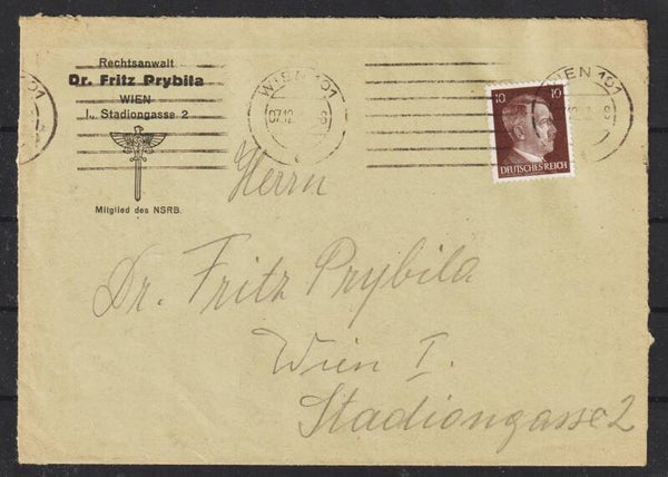 MiNr. 826 EF auf Brief WIEN 7.12.43  (s26043)