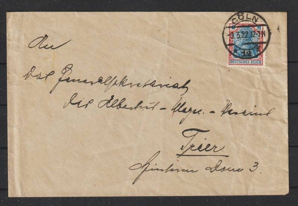 MiNr. 152 EF auf Brief CÖLN 9.3.22   (s26044)