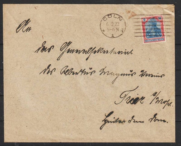 MiNr. 152 EF auf Brief CÖLN 6.2.22   (s26044)