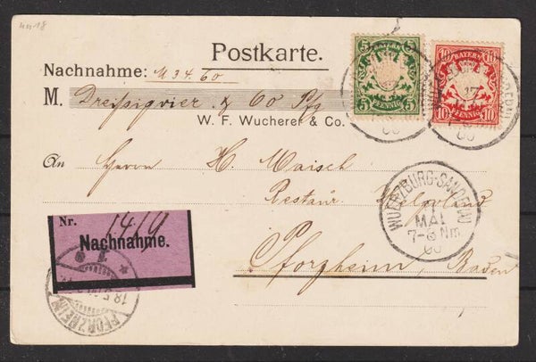 Nachnahme Karte WÜRZBURG-SANDERAU 17.MAI.00  (s26044)