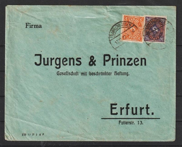 MiNr. 207, 227 auf Brief, FRANKENHAUSEN 17.12.22  (s26045)