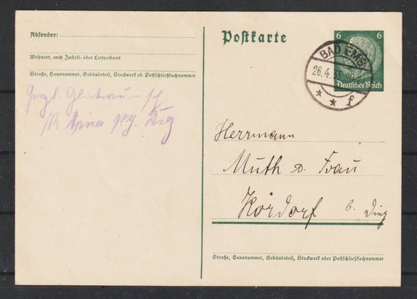 Ganzsache P 226  BAD EMS 26.4.35  (s26045)