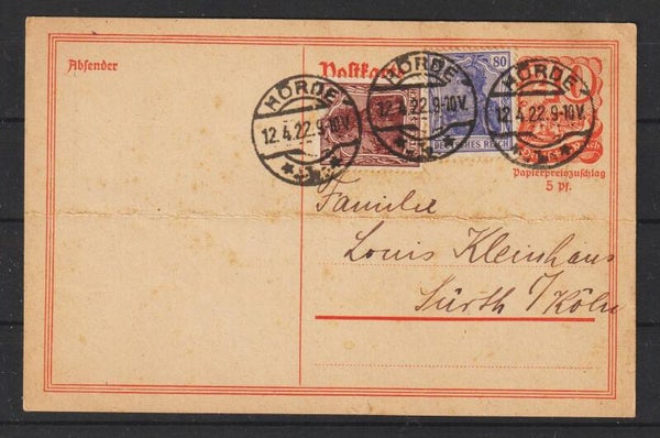 Ganzsache P 141  mit ZuF HÖRDE 12.4.22  (s26046)
