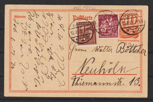 Ganzsache P 141 mit ZuF, HUSUM 12.2.22   (s26046)