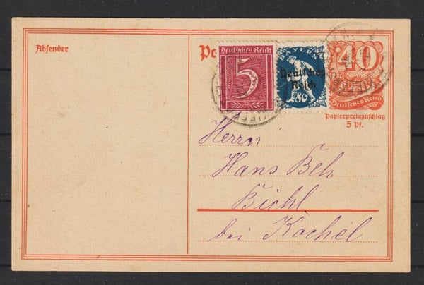 Ganzsache P 141 mit ZuF, KIEFERSTAEDTEL  22.JUN.22   (s26046)