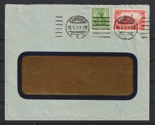 MiNr. A 113, 143 auf Brief "H.& A. Gratenau" HAMBURG 10.5.21  (s26047)