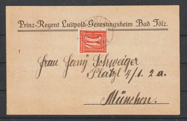 MiNr. 163 auf Postkarte  BAD TÖLZ 30.DEZ.21    (s26048)
