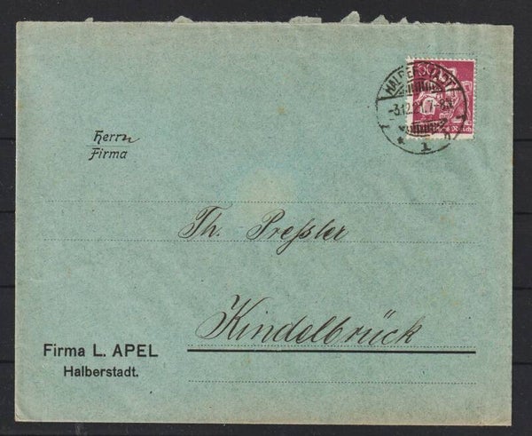 MiNr. 165 auf Brief  HALBERSTADT 3.12.21    (s26048)